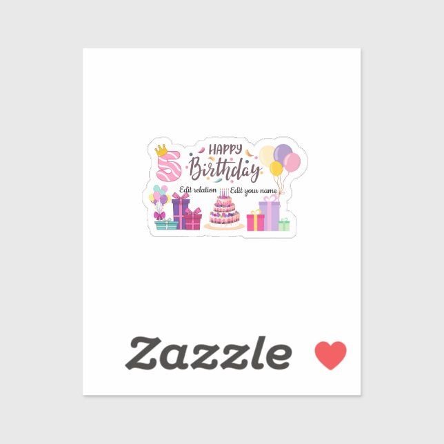 Pegatina Diseño editable de feliz cumpleaños  (Hoja)