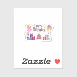 Pegatina Diseño editable de feliz cumpleaños 