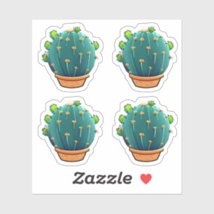 Pegatina Diseño exitoso de Cactus verdes redondeadas grande