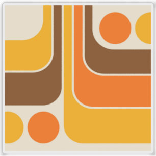 Pegatina Diseño geométrico de estilo retro Mod años 70