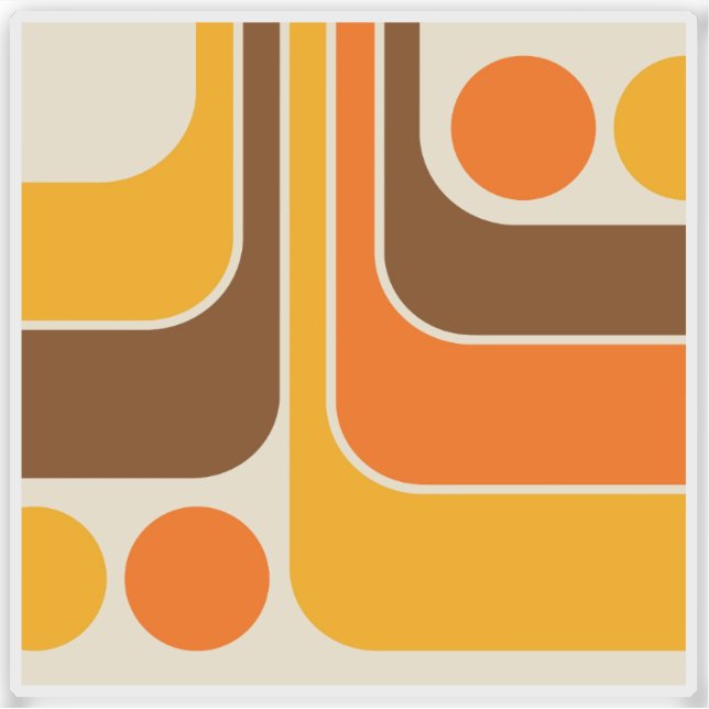 Pegatina Diseño geométrico de estilo retro Mod años 70 (Anverso)
