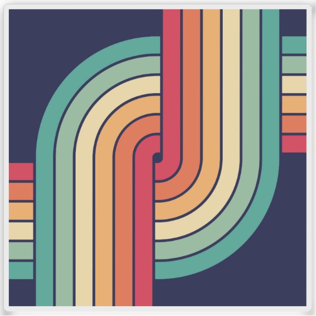 Pegatina Diseño geométrico retro de los 70 (Anverso)