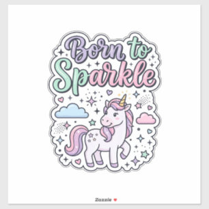 Pegatina Diseño gráfico de mercancía de unicornio nacido pa