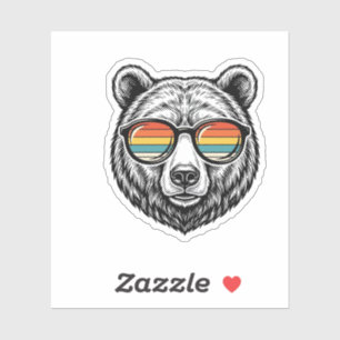 Pegatina Diseño Gráfico Vectorial de Gafas de Sol de Oso Vi