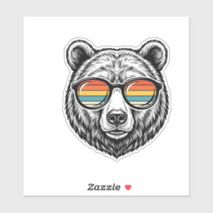 Pegatina Diseño Gráfico Vectorial de Gafas de Sol de Oso Vi