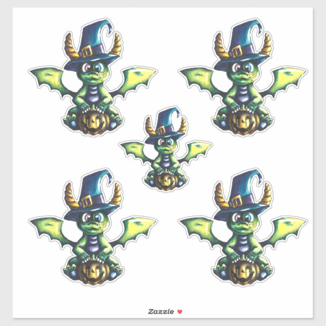 Pegatina Diseño mágico de dragones de Halloween (Hoja)