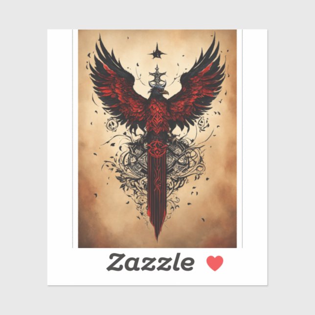 Pegatina Diseño majestuoso de camiseta con águila de crista (Hoja)