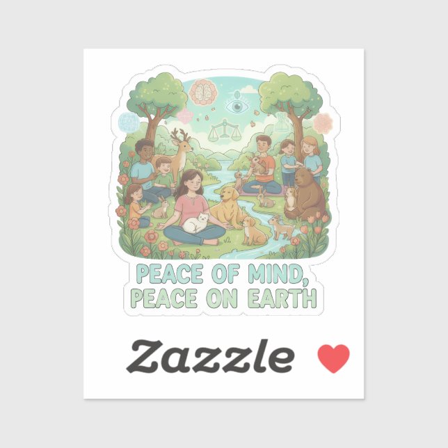 Pegatina Diseño Motivacional Paz Mental, Paz en la Tierra (Hoja)