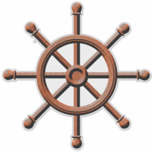 Pegatina Diseño náutico del timón de la rueda de las nav