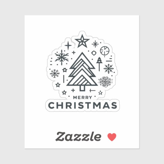 Pegatina Diseño navideño navideño minimalista (Hoja)