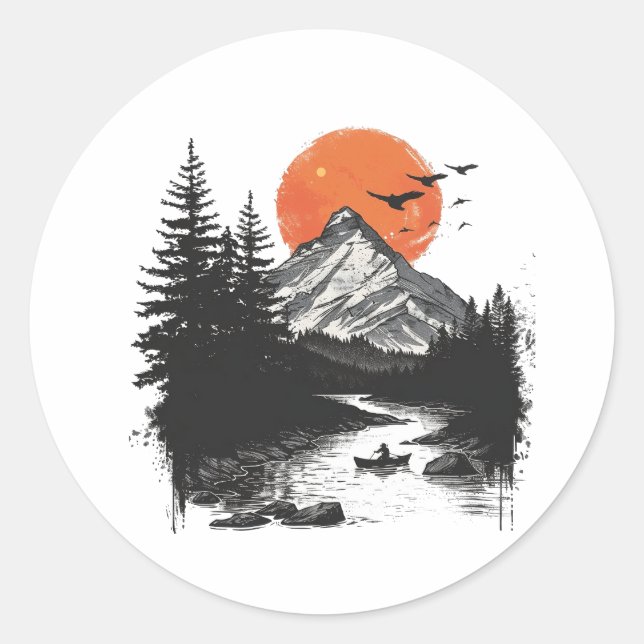 Pegatina :- Diseño pacífico Naturaleza Redondo Sti (Anverso)