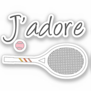 Pegatina Diseño retro del jugador de tenis J'adore de la Mo