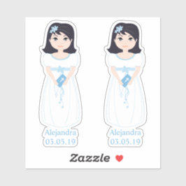 Pegatina Diseño Romántico Comunión Niña con Orla Floral