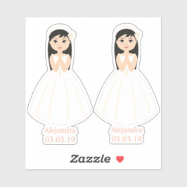 Pegatina Diseño Romántico Comunión Niña Morena