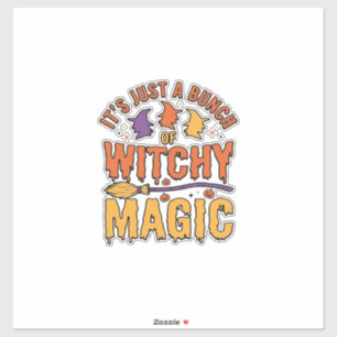 Pegatina Diseño tipográfico de Halloween de magia bruja_1