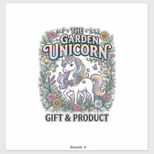 Pegatina Diseño Vector Comercial Unicornio De Jardín Unicor