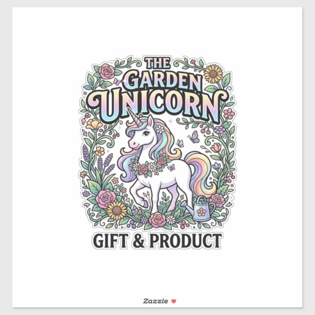 Pegatina Diseño Vector Comercial Unicornio De Jardín Unicor (Hoja)