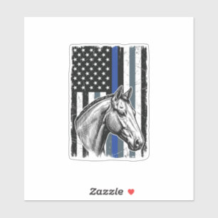Pegatina Diseño vectorial de bandera de caballo de línea az