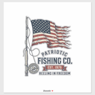 Pegatina diseño vectorial de bandera de pesca patriótica vi