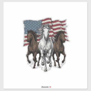 Pegatina Diseño vectorial de caballos corriendo patrióticos