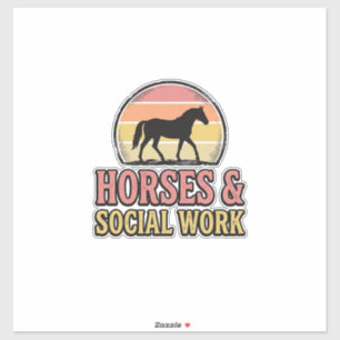Pegatina Diseño Vectorial de Caballos y Trabajo Social Atar