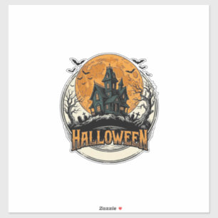 Pegatina Diseño vectorial de casa embrujada de Halloween vi