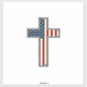 Pegatina Diseño vectorial de cruz patriótica angustiado_1