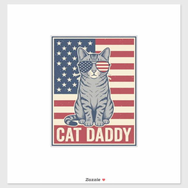 Pegatina Diseño vectorial de gato patriótico Cat Daddy_1 (Hoja)