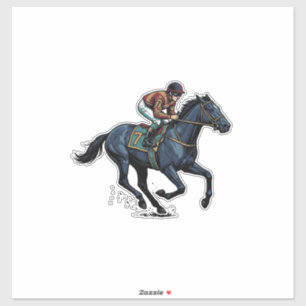 Pegatina Diseño vectorial de jockey de carreras de caballos