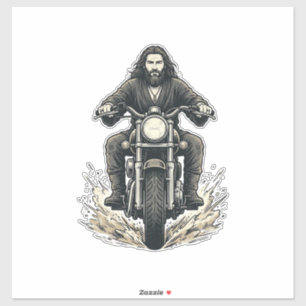 Pegatina Diseño vectorial de motorista con grabado vintage_