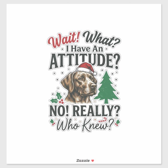 Pegatina Diseño Vectorial de Navidad con Perro Divertido_1 (Hoja)