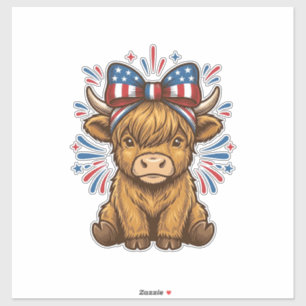 Pegatina Diseño vectorial de vaca de las Highlands patrióti