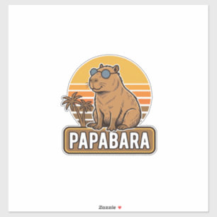 Pegatina Diseño vectorial PAPABARA Capybara padre retro_1