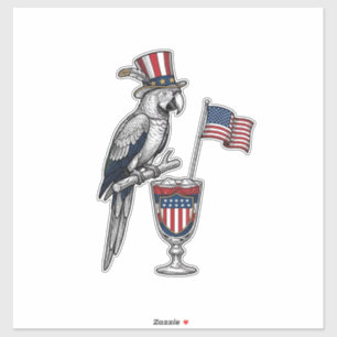 Pegatina Diseño vectorial vintage de cóctel de loro patriót