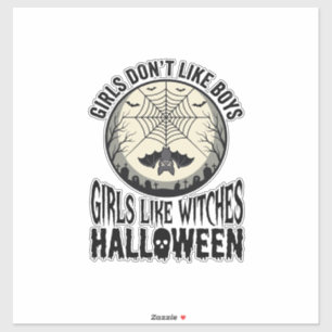 Pegatina Diseño vectorial vintage de Halloween de chicas co