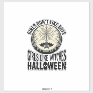 Pegatina Diseño vectorial vintage de Halloween de chicas co