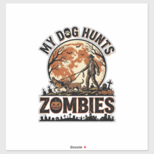 Pegatina Diseño Vectorial Vintage de Halloween de Perro Caz