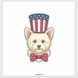 Pegatina Diseño vectorial vintage de perro patriótico con s