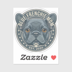 Pegatina Diseño vintage de mamá Bulldog Francés Azul