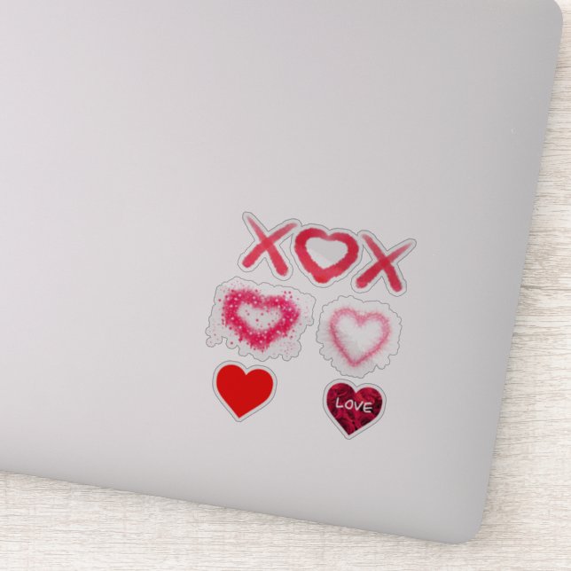 Pegatina diseños de corazón xox patrón de San Valentín rojo (Detalle)