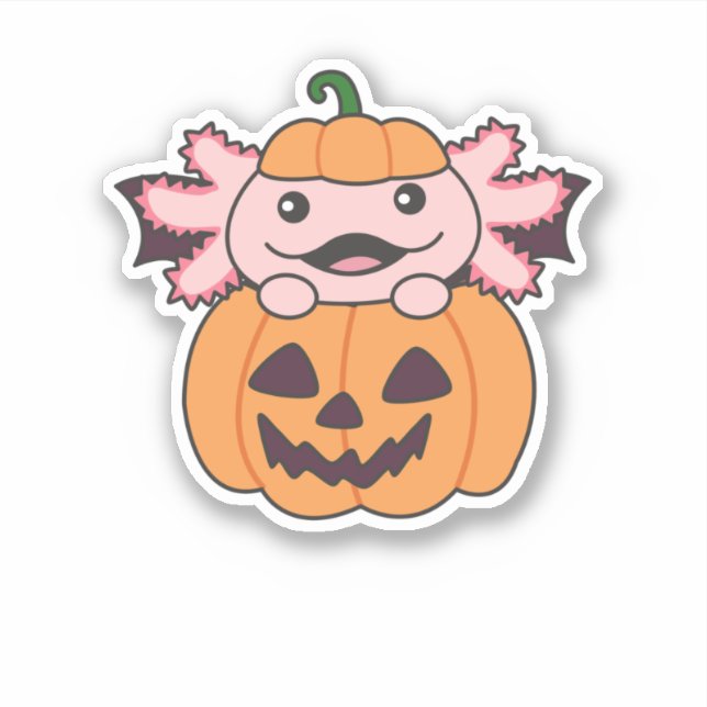 Pegatina Disfraz Axolotl de la boquilla de Halloween (Anverso)