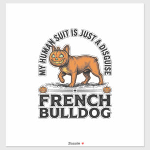 Pegatina Disfraz de camisa de calabaza de Bulldog Francés d