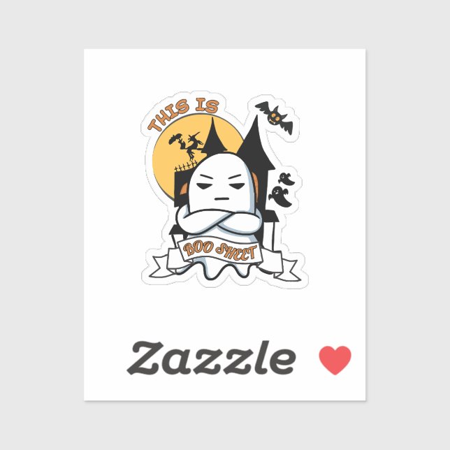 Pegatina Disfraz de Halloween de Fantasma Divertido Boo (Hoja)