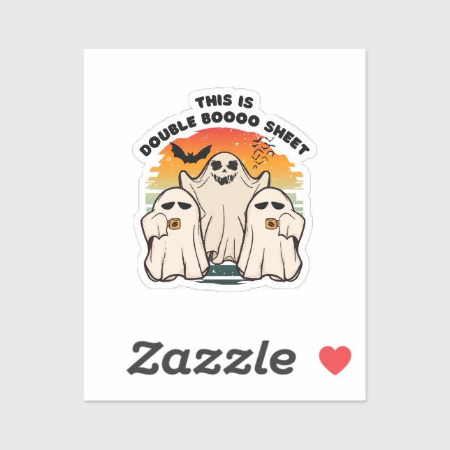 Pegatina Disfraz de Halloween de fantasma divertido Boo (Hoja)