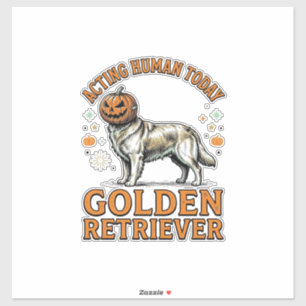 Pegatina Disfraz de perro de calabaza de Halloween Retrieve