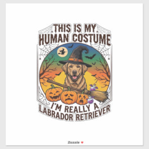 Pegatina Disfraz Humano Labrador Retriever Bruja de Hallowe