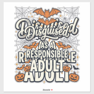 Pegatina Disfrazado de adulto responsable Halloween Vector