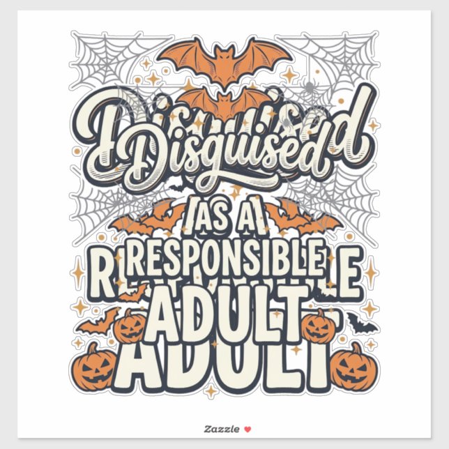 Pegatina Disfrazado de adulto responsable Halloween Vector (Hoja)