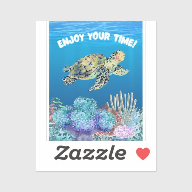 Pegatina Disfrutar de la tortuga (Hoja)