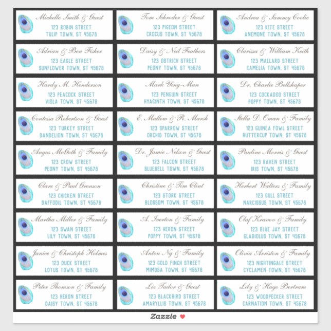 Pegatina Disposición de invitado del Boda moderno de la plu (Hoja)